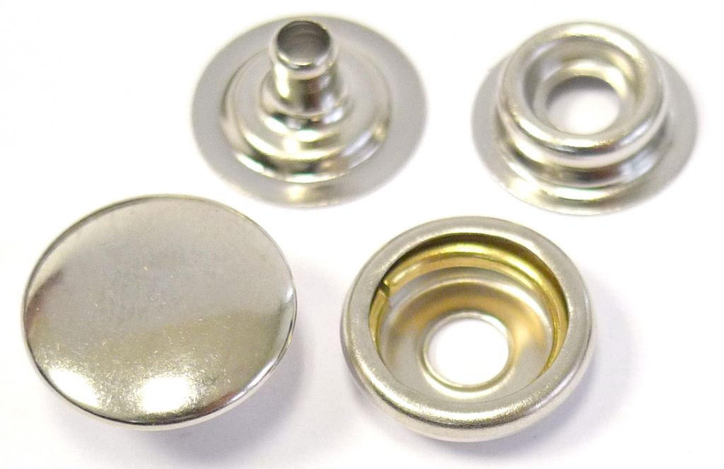 Bouton pression acier (nickelé) Ø13 mm (K3708-11-M) - Nos Produits -  Fournitures pour Tapisserie, Siège, Sellerie, Literie :: SOVAFREM